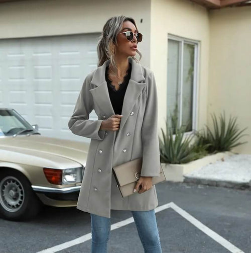 Manteau Trench Chic à Double Boutonnage Nina - Argent / XS