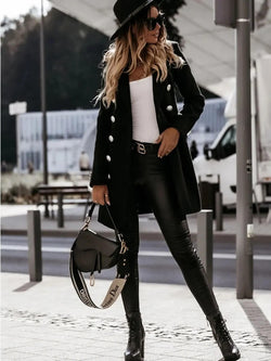 Manteau Trench Chic à Double Boutonnage Nina - Noir / XS