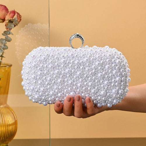Minaudière de Soirée Perlée Maxence - Blanc