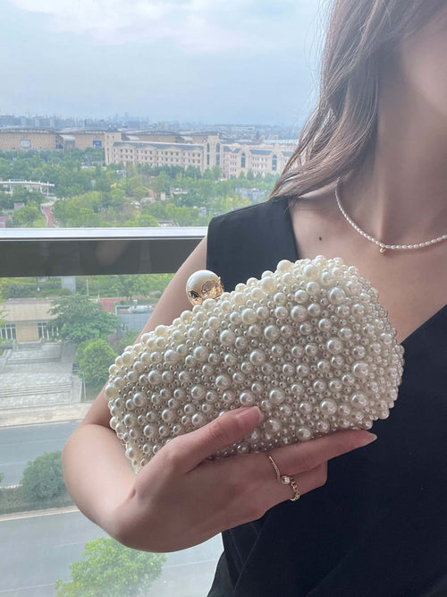 Minaudière de Soirée Perlée Maxence - Blanc