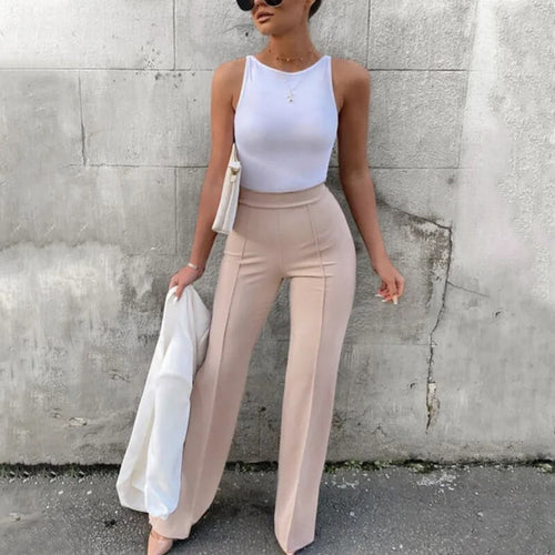 Pantalon Droit Taille Haute Denise - Abricot / 34