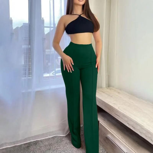 Pantalon Droit Taille Haute Denise - Vert / 34