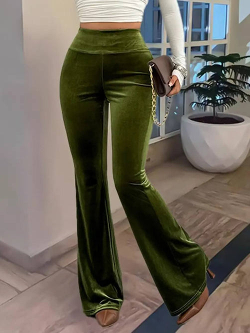 Pantalon Flare en Velours Taille Haute Anselmine
