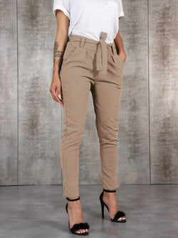 Pantalon Fuselé Taille Haute Arabelle - Beige / 34
