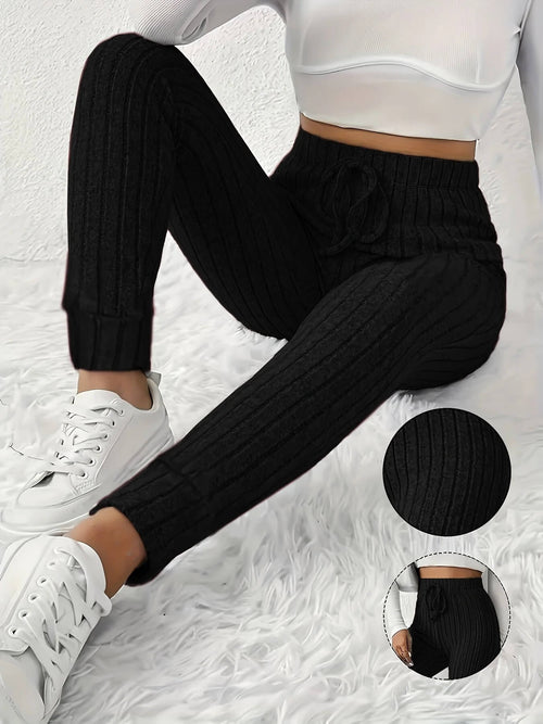Pantalon Jogger en Maille Côtelée Belle-Île - Noir / 34