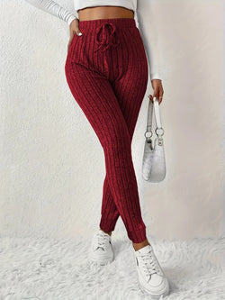 Pantalon Jogger en Maille Côtelée Belle-Île - Rouge / 34