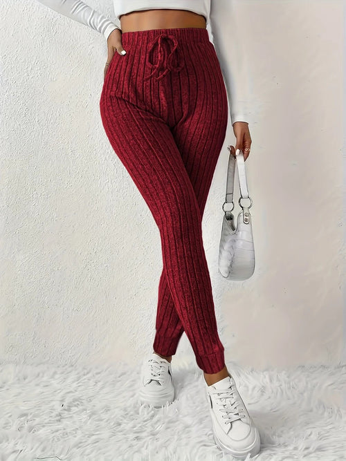 Pantalon Jogger en Maille Côtelée Belle-Île - Rouge / 34