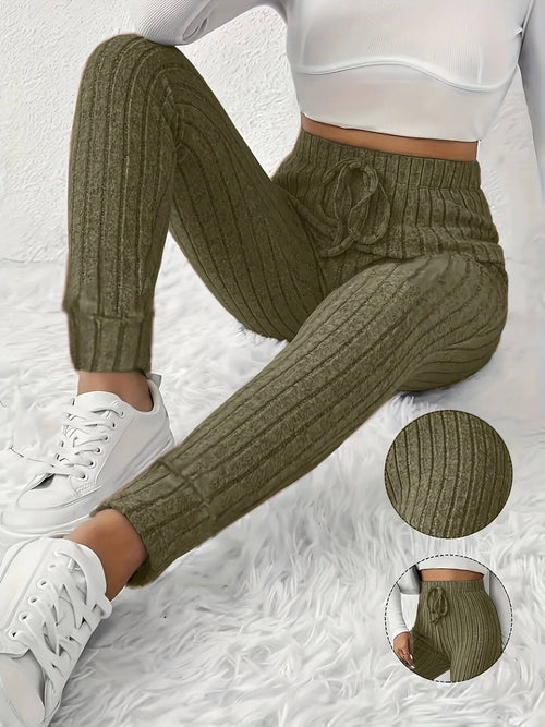 Pantalon Jogger en Maille Côtelée Belle-Île - Vert / 34