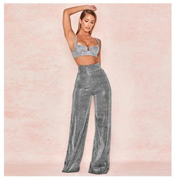Pantalon Large Scintillant Yloria - Gris / 34