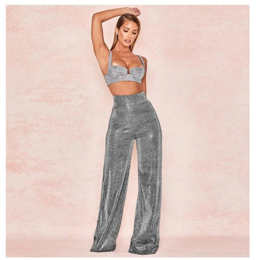 Pantalon Large Scintillant Yloria - Gris / 34