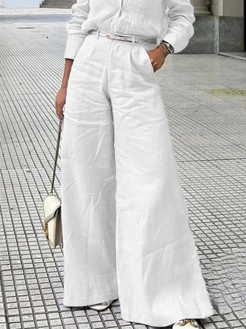 Pantalon Palazzo Taille Haute Céleste