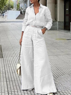 Pantalon Palazzo Taille Haute Céleste - Blanc / 34