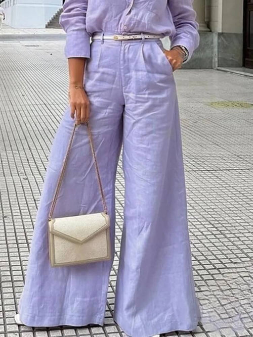 Pantalon Palazzo Taille Haute Céleste - Lavande / 34