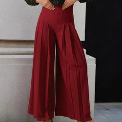 Pantalon Palazzo Taille Haute Plissé Comète - Rouge / 34