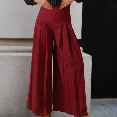Pantalon Palazzo Taille Haute Plissé Comète - Rouge / 34