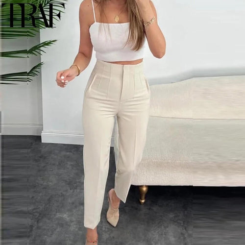 Pantalon Taille Haute Coupe Cigarette Solférino - Beige / 34