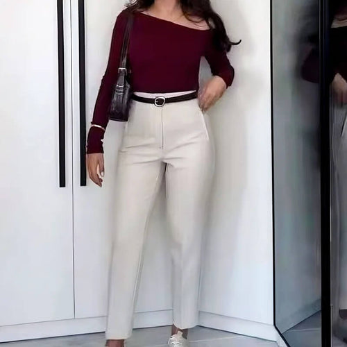 Pantalon Taille Haute Coupe Cigarette Solférino - Blanc / 34