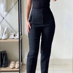 Pantalon Taille Haute Coupe Cigarette Solférino - Noir / 34