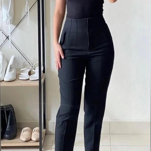 Pantalon Taille Haute Coupe Cigarette Solférino - Noir / 34