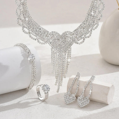 Parure Complète en Strass 4 Pièces Quitterie - Argent