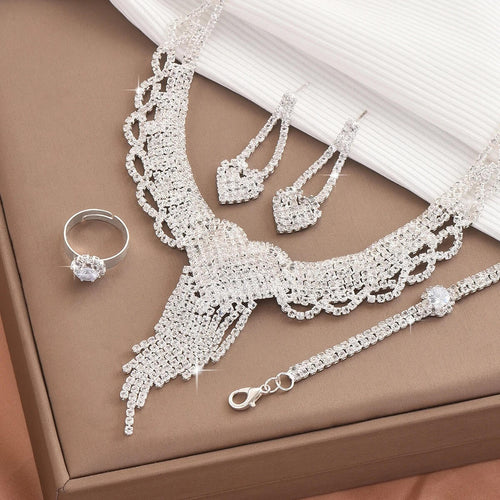 Parure Complète en Strass 4 Pièces Quitterie - Argent