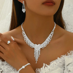Parure Complète en Strass 4 Pièces Quitterie - Argent