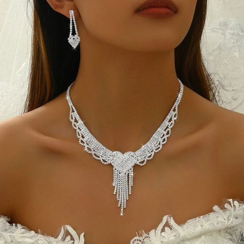 Parure Complète en Strass 4 Pièces Quitterie - Argent