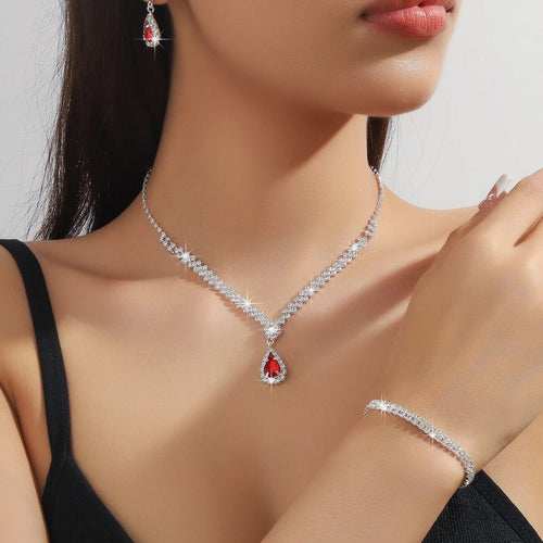 Parure de Bijoux 3 Pièces Pervenche - Rouge