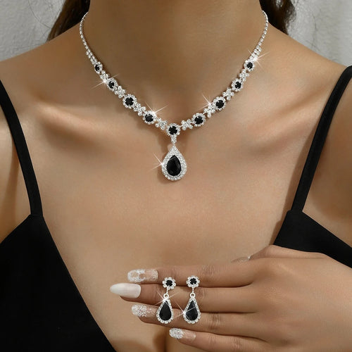 Parure de Bijoux en Strass Ondine - Noir