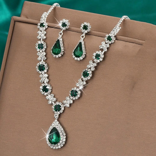 Parure de Bijoux en Strass Ondine - Vert Émeraude