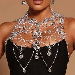 Plastron de Corps Cascade Strass Andalousie - Argent