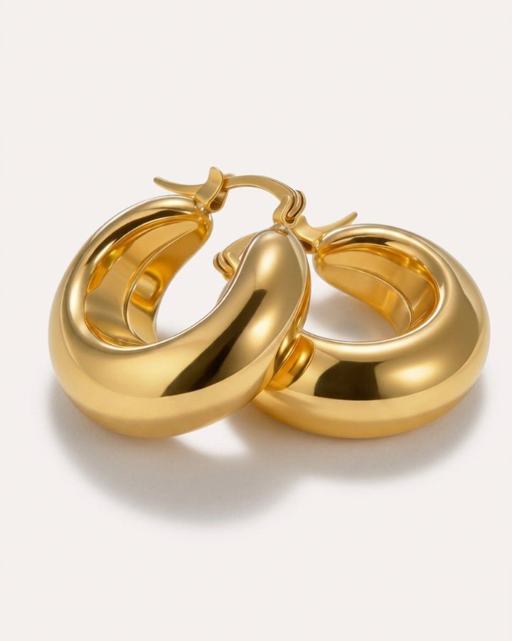 Vega Chunky Hoop Earrings - Onyxelle