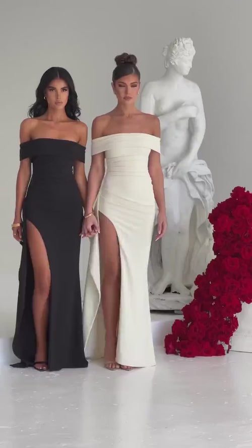 Robe de Soirée Bardot Fendue Sidonie