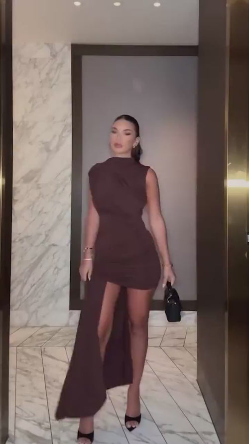 Robe Courte Asymétrique Drapée Porto