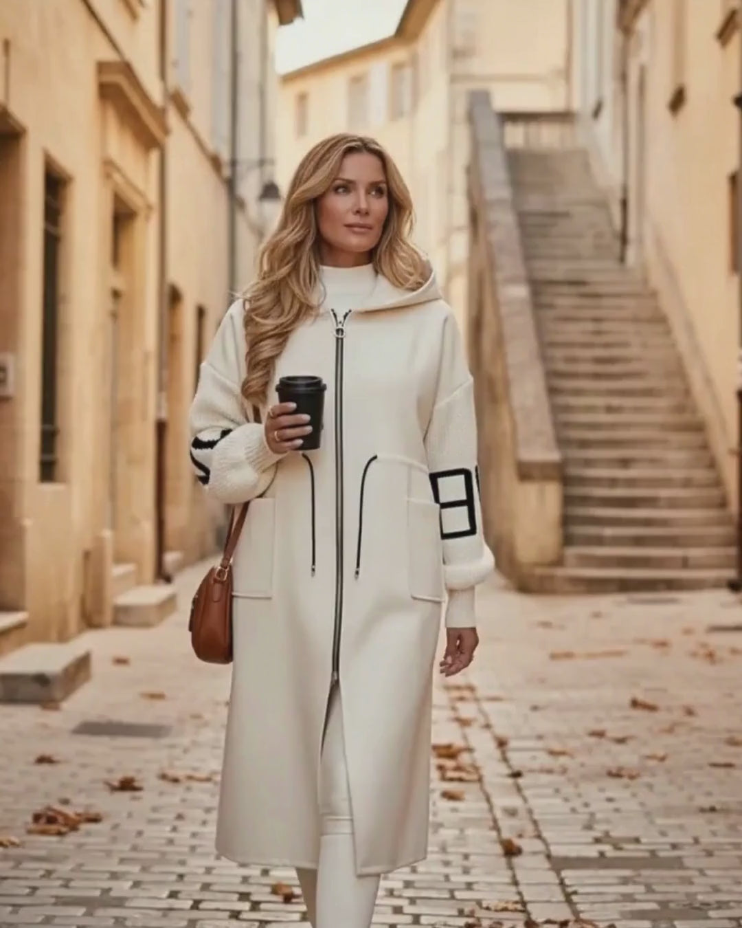 video Veste Longue Bi-Matière à Capuche Myrlin