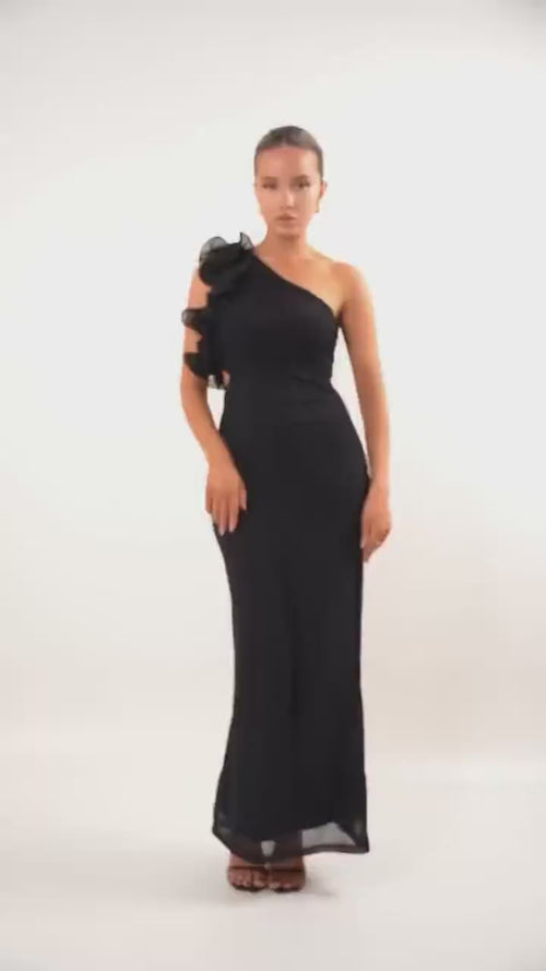 Robe Longue Asymétrique à une Épaule Lara