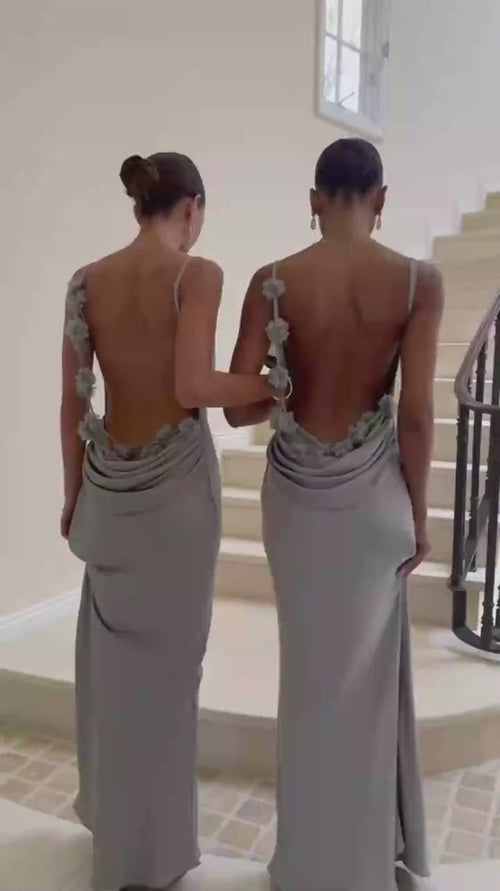 Robe longue satinée dos nu Lina