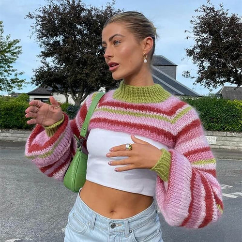 Pull Court en Maille Rayée Télyna