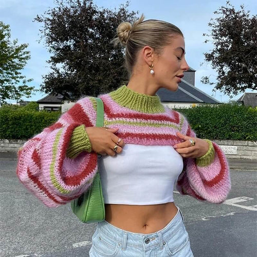 Pull Court en Maille Rayée Télyna