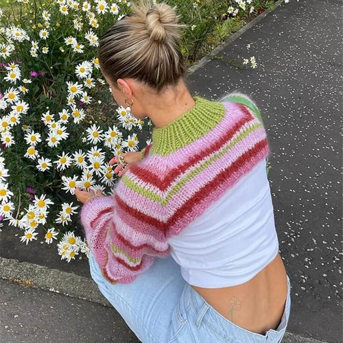 Pull Court en Maille Rayée Télyna