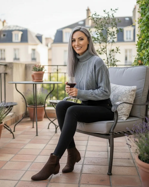 Pull Court en Maille Torsadée Elaria