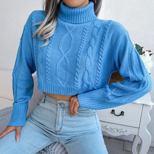 Pull Court en Maille Torsadée Elaria - Ciel / 34