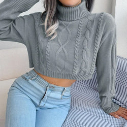 Pull Court en Maille Torsadée Elaria - Gris / 34