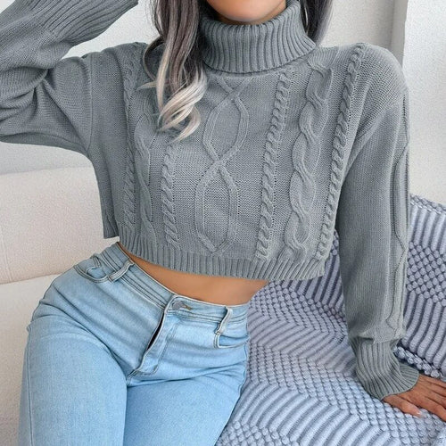Pull Court en Maille Torsadée Elaria - Gris / 34