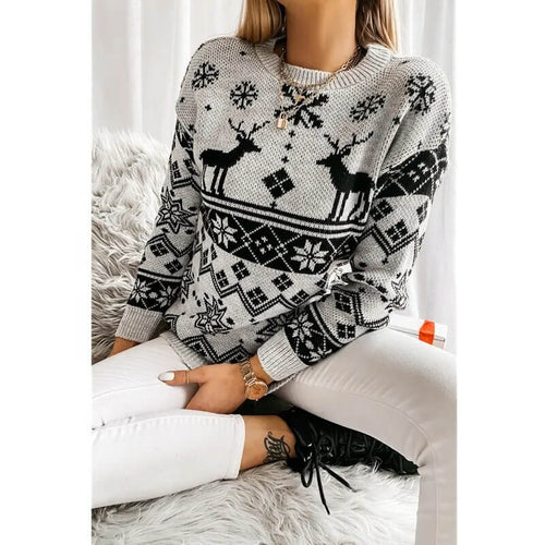 Pull de Noël à Motifs Jacquard Aurelise - Gris Sauge / 34