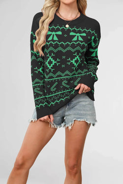Pull de Noël à motifs jacquard Lysora - Noir / 34