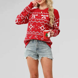 Pull de Noël à motifs jacquard Lysora - Rouge / 34