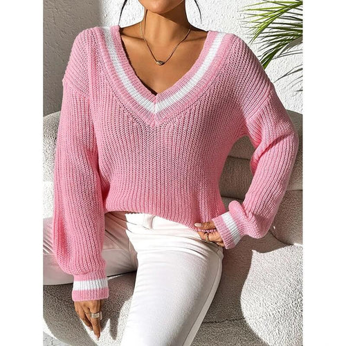 Pull en Maille à Col V Contrastant Myrise