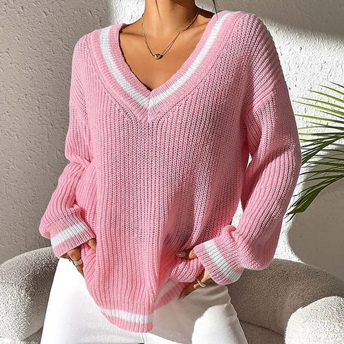 Pull en Maille à Col V Contrastant Myrise