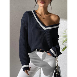 Pull en Maille à Col V Contrastant Myrise - Noir / 34